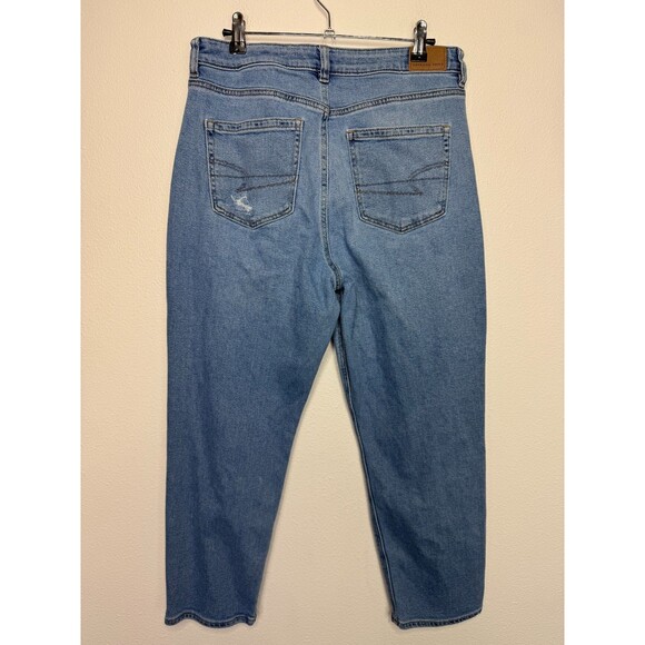 American Eagle Sz 10 Short Stretch Mom Jean Campus Brights High Waist Distressed - Picture 8 of 15
